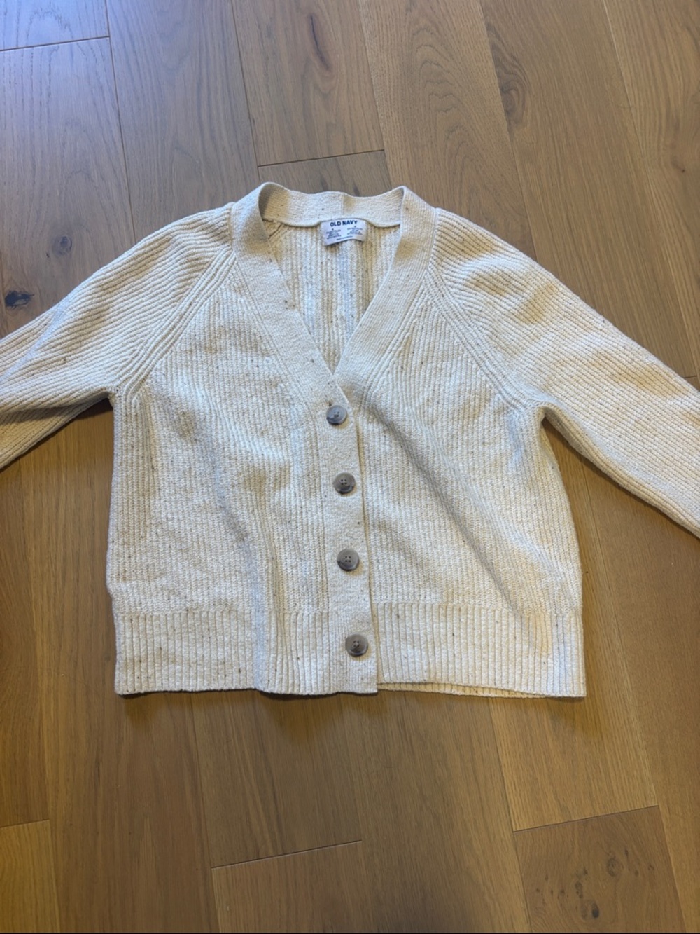 Old Navy Cream Ribbed Button-Up Women’s Cardigan M